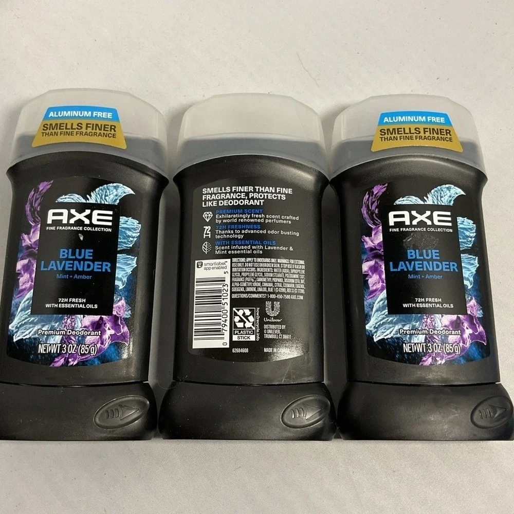Axe Men's Deodorant, Blue Lavender, 3 Oz, Aluminum-Free, Pack of 3